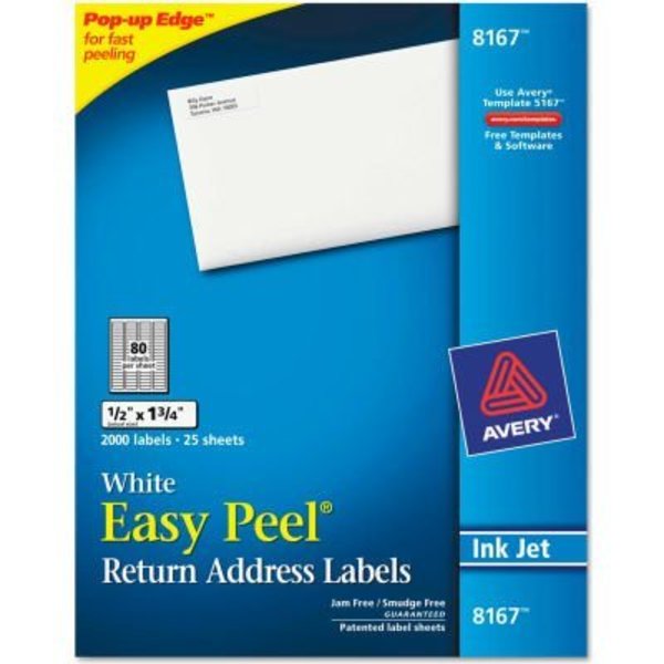 Avery Avery® Easy Peel Inkjet Return Address Labels, 1/2 x 1-3/4, WE, 2000/Pack 8167